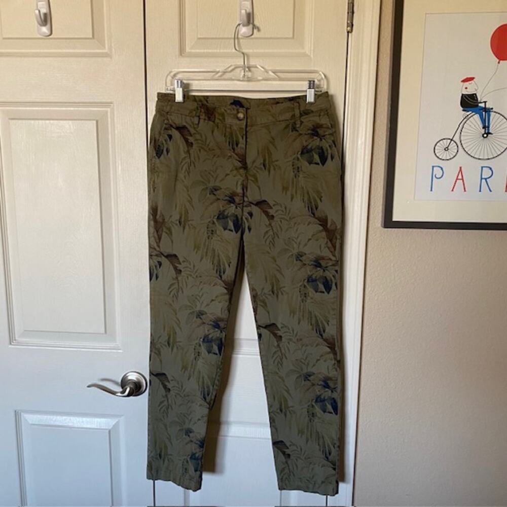 Tommy Bahama‎ Straight Leg Pants Green Tropical Floral Palm Print Women's 6